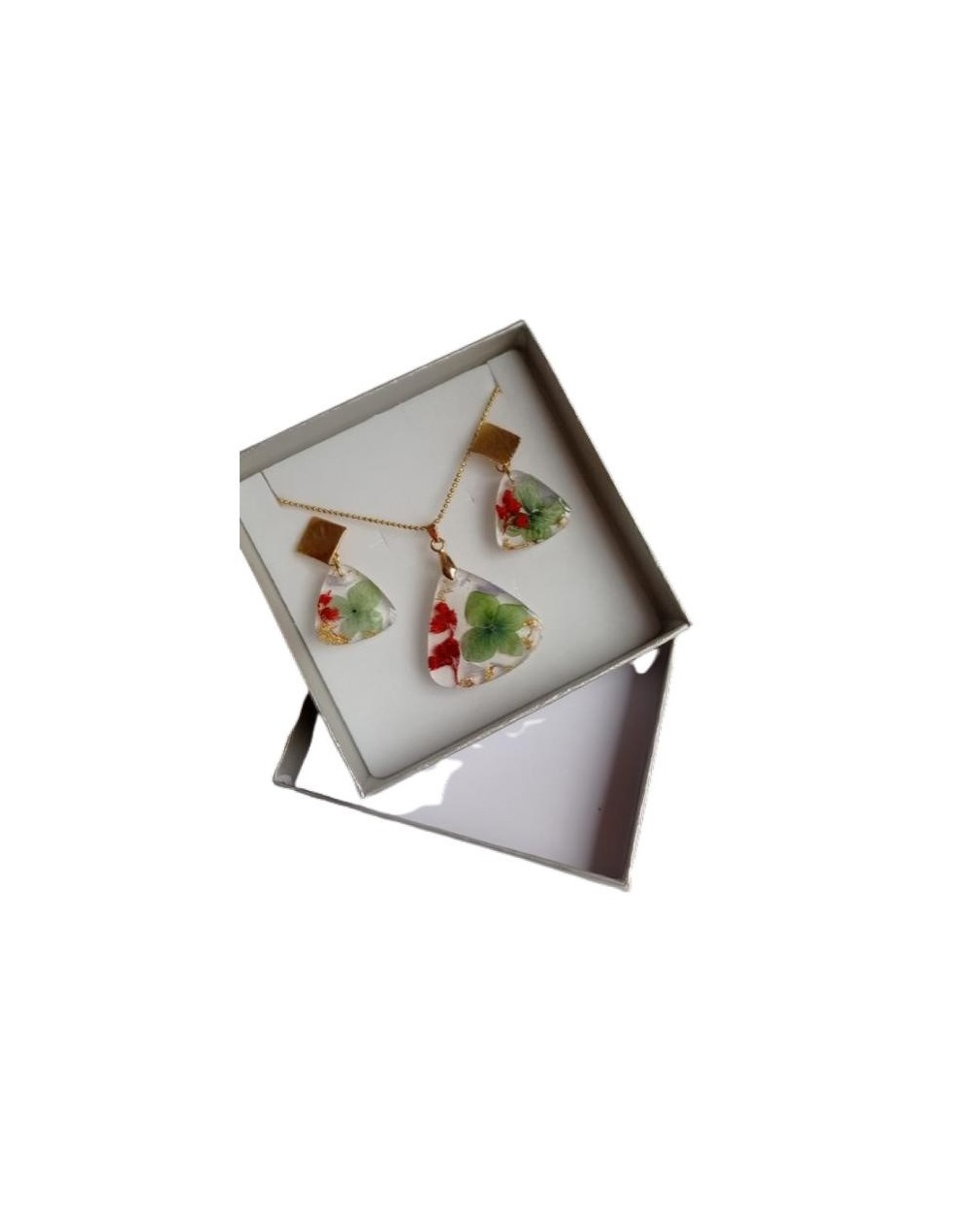 Juego de collar y aretes florecer.