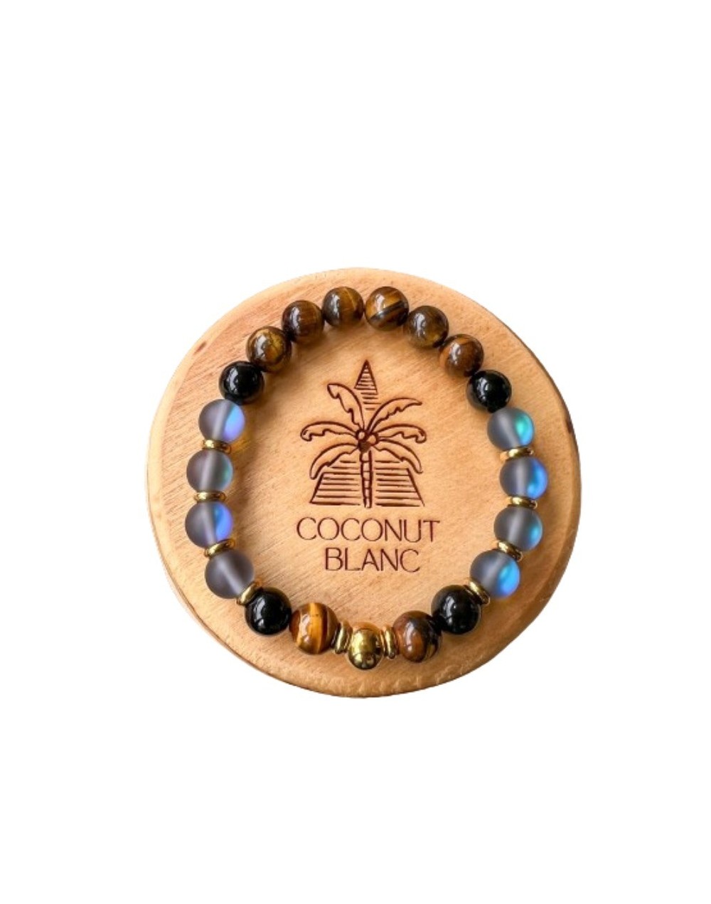 Pulsera de piedras naturales de obsidiana, ojo de tigre y cuarzo humo aura.