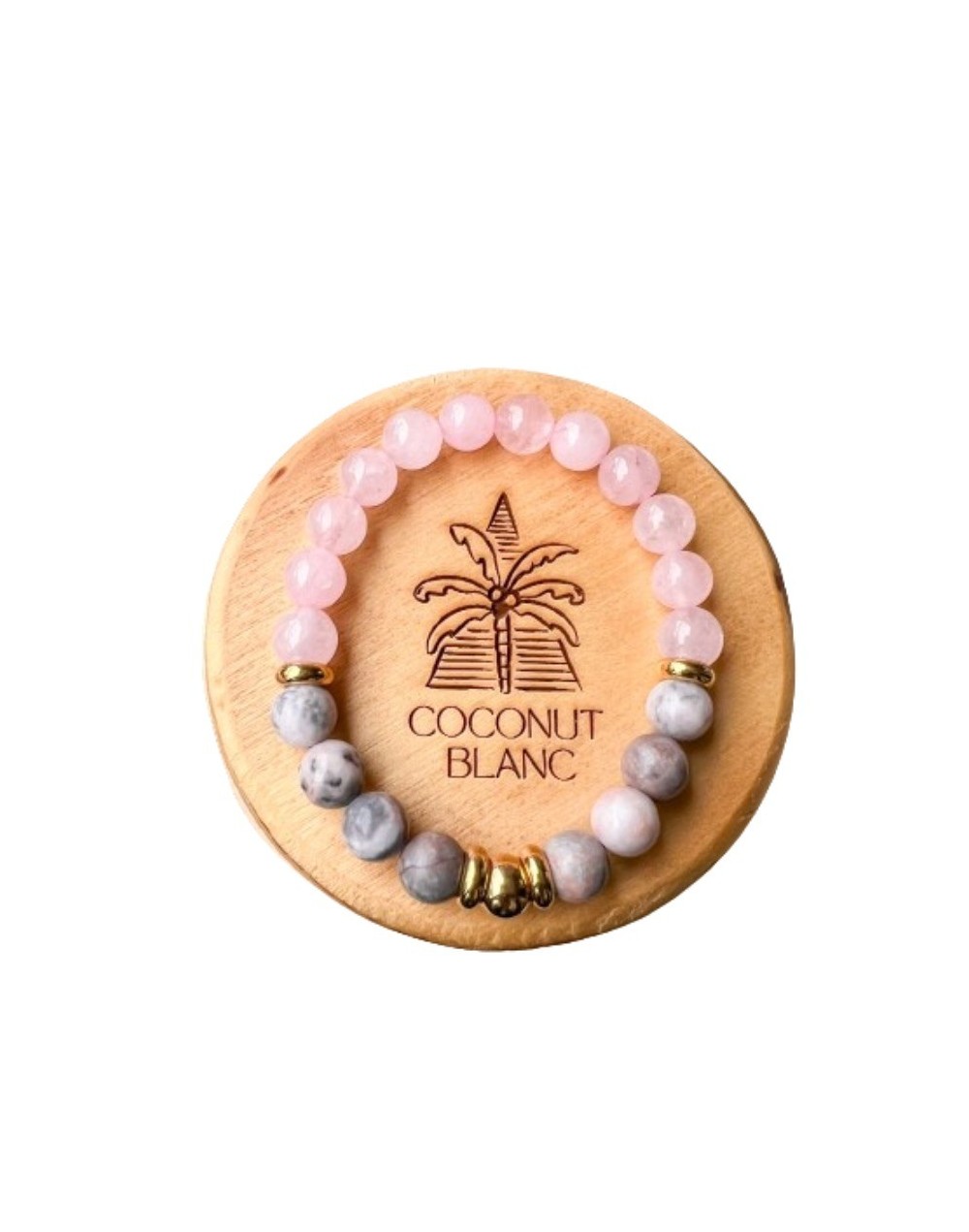 Pulsera de piedras naturales de cuarzo rosa y ágata.