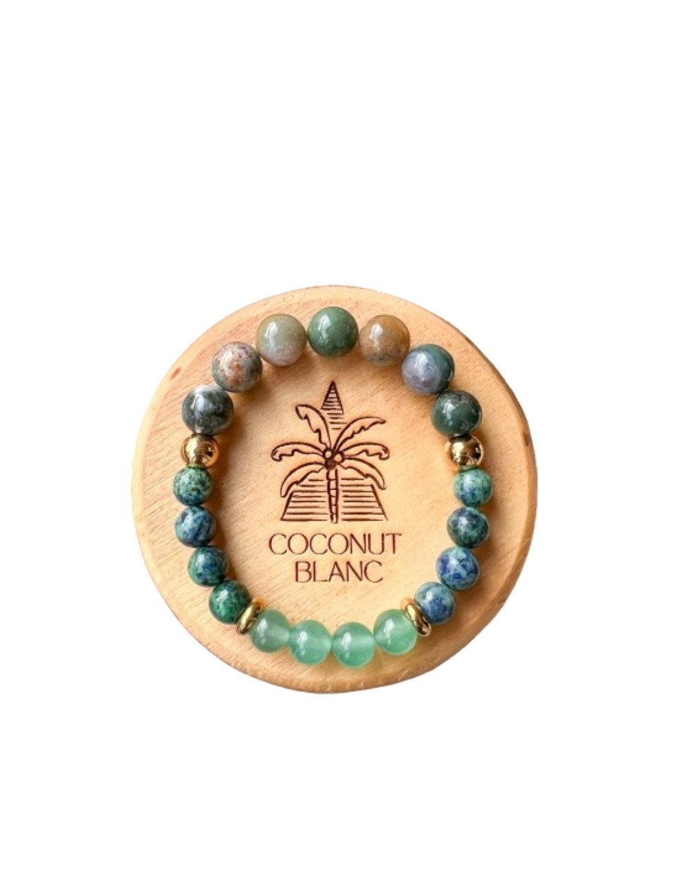 Pulsera de piedras naturales con aventurina, azurita y ágata india.