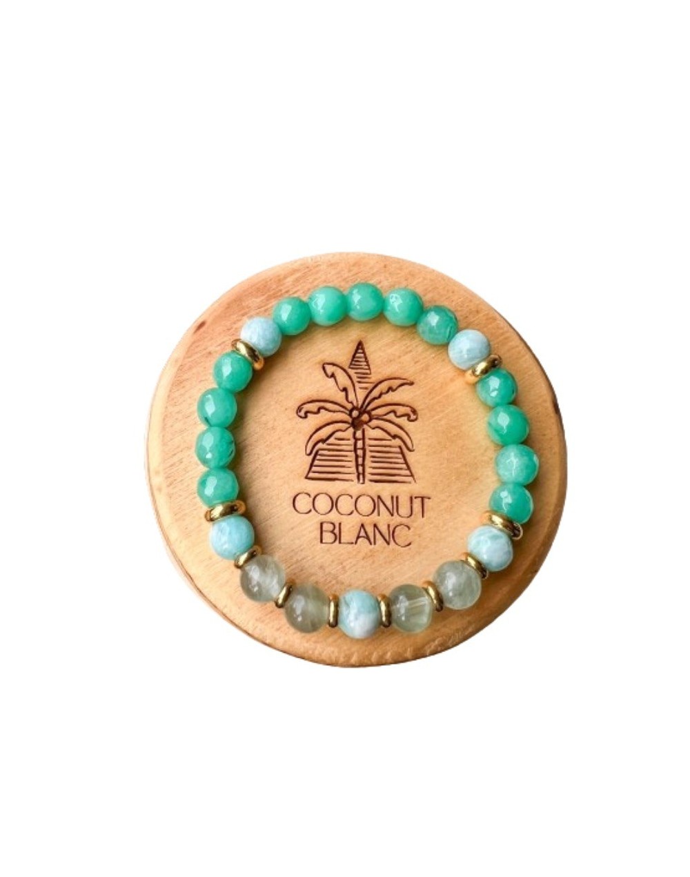 Pulsera de piedras naturales con amazonita, fluorita y ágata.