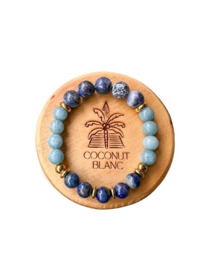 Pulsera de piedras naturales con lapislázuli, sodalita y ágata.