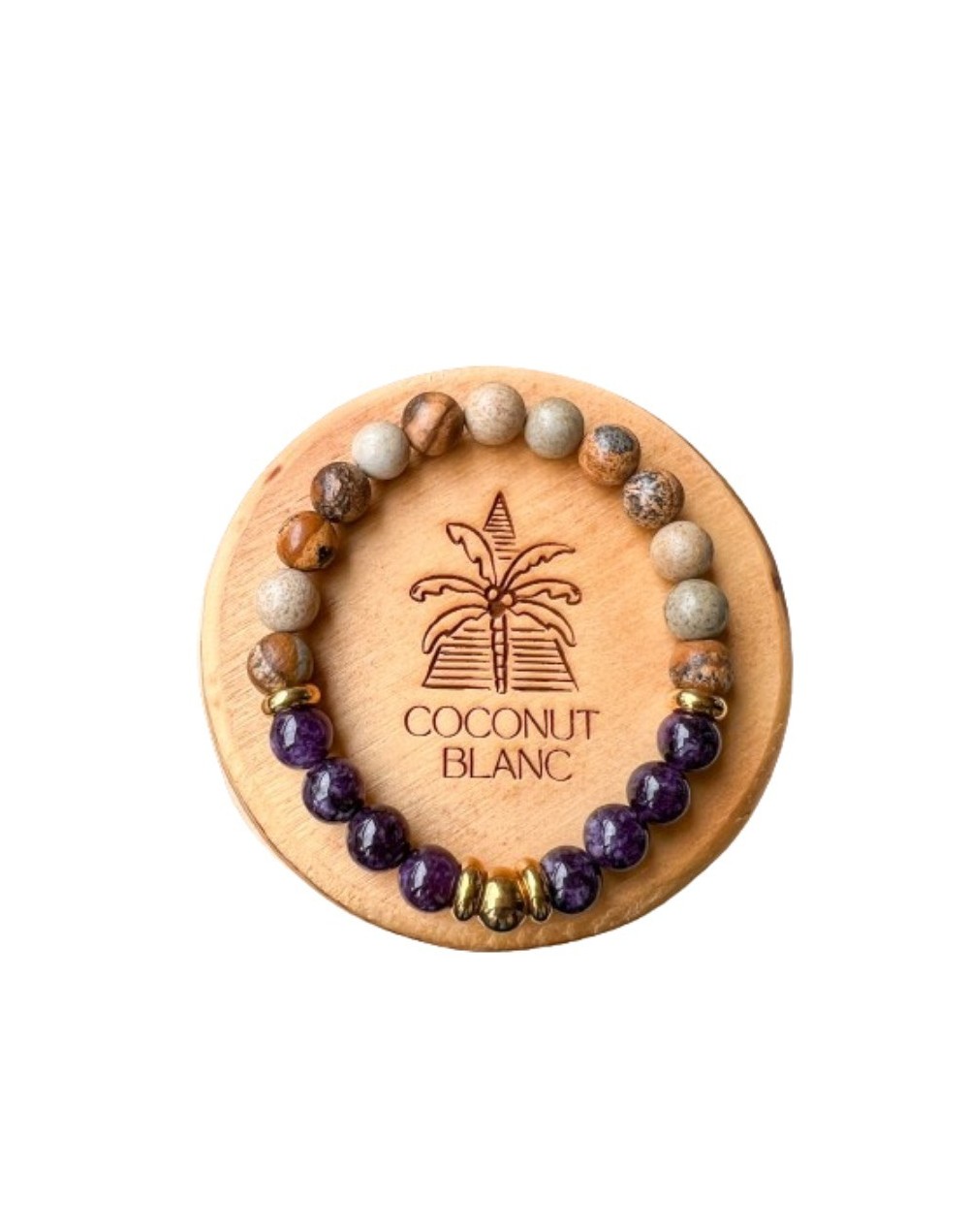 Pulsera de piedras naturales de amatista y jaspe.