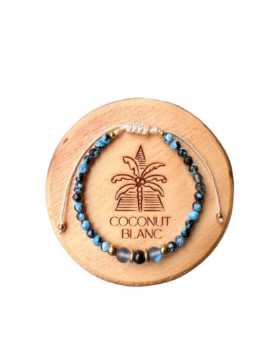 Pulsera ajustable piedras naturales de turmalina, cuarzo humo aura y ágata.