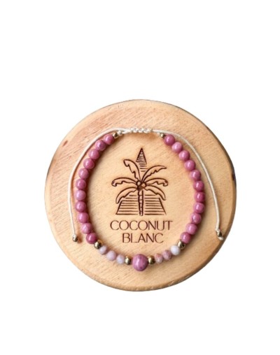 Pulsera ajustable de piedras naturales de rodocrosita.