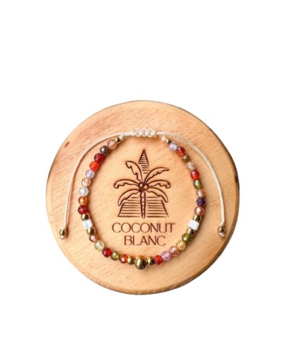 Pulsera ajustable de piedras naturales de circones y nácar.