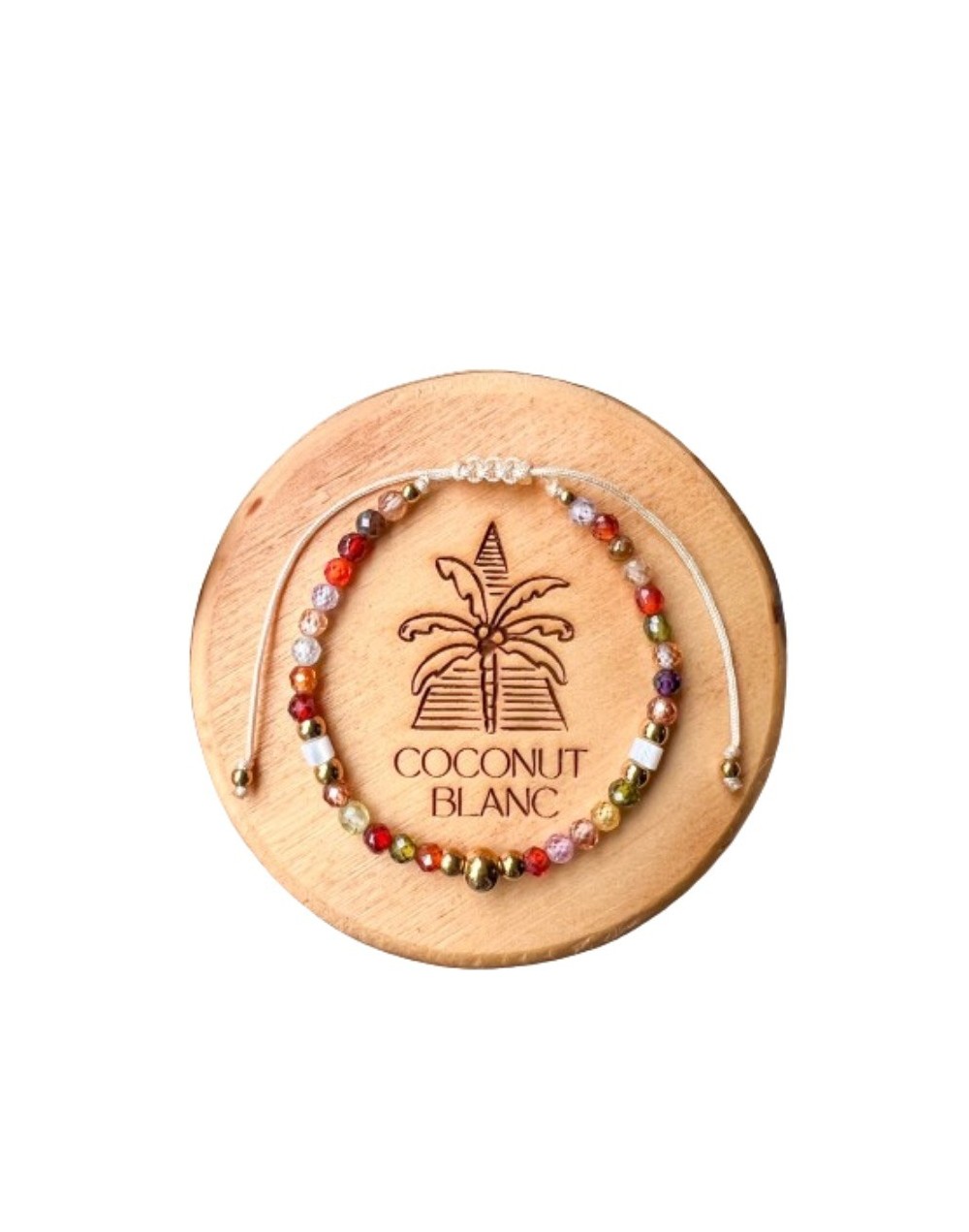 Pulsera ajustable de piedras naturales de circones y nácar.