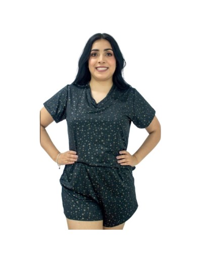 Pijama licrada puntos dorados