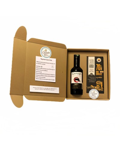 Caja experiencial vino 187ml y barra de chocolate santo aroma