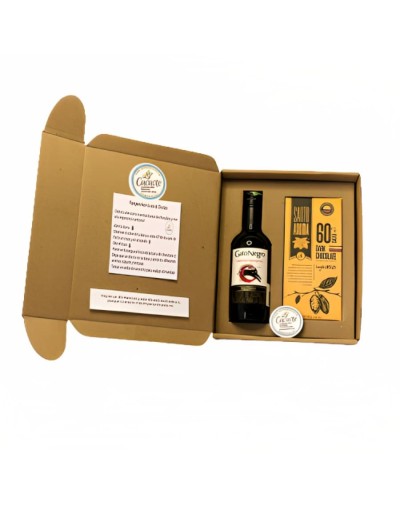 Caja experiencial vino 187ml y barra de chocolate santo aroma