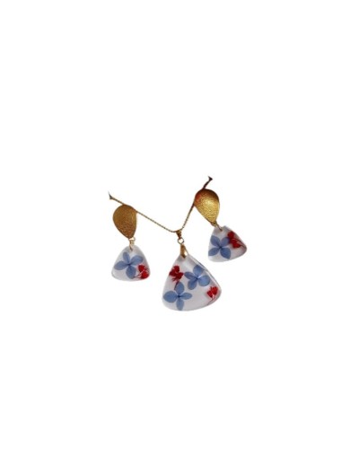 Juego de collar y aretes florecer dos