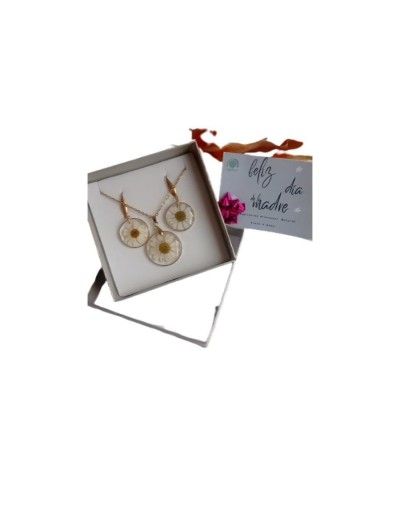 Juego de collar y aretes margarita  
