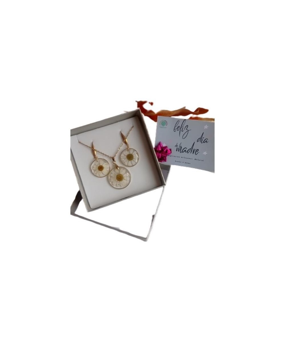 Juego de collar y aretes margarita  