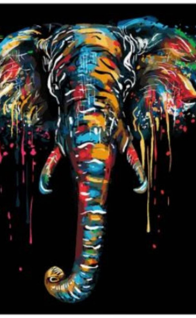 Elefante Fondo Oscuro & Pintar por Numeros