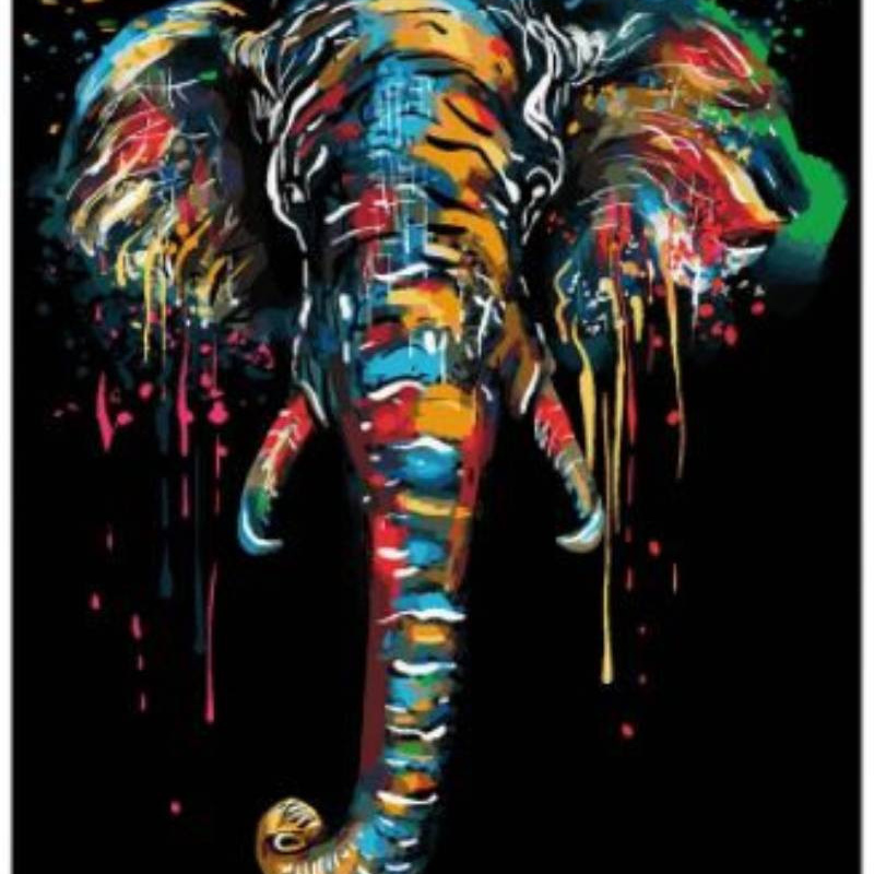 Elefante Fondo Oscuro  Pintar por Numeros