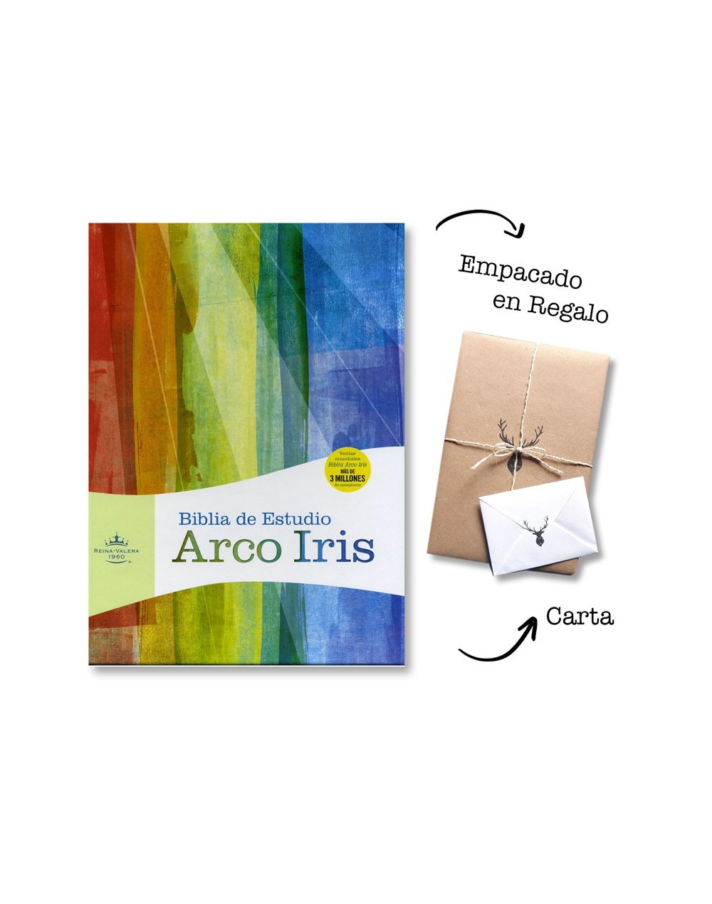 Biblia de estudio arco iris rvr 1960 piel fabricada negro