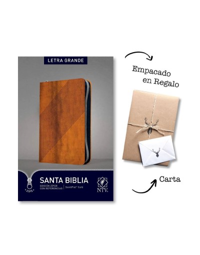 Biblia edición ziper imitación piel cafe ntv referencias letra grande
