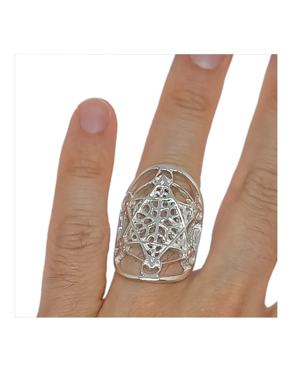 Anillo Protección Cubo de Metatrón unisex