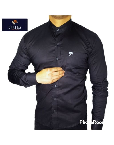 CAMISA SLIM NEGRA MANGA LARGA