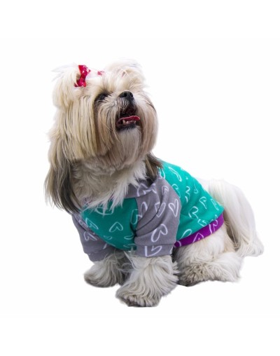 Buzo para perrita mini corazones verde