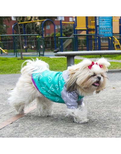 Buzo para perrita mini corazones verde