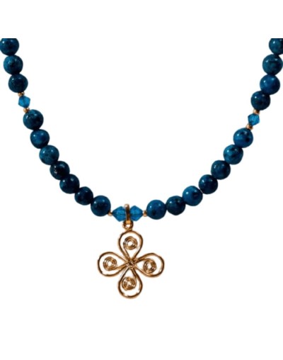 Gargantilla flor infinito phonix azul y cristal swarovski