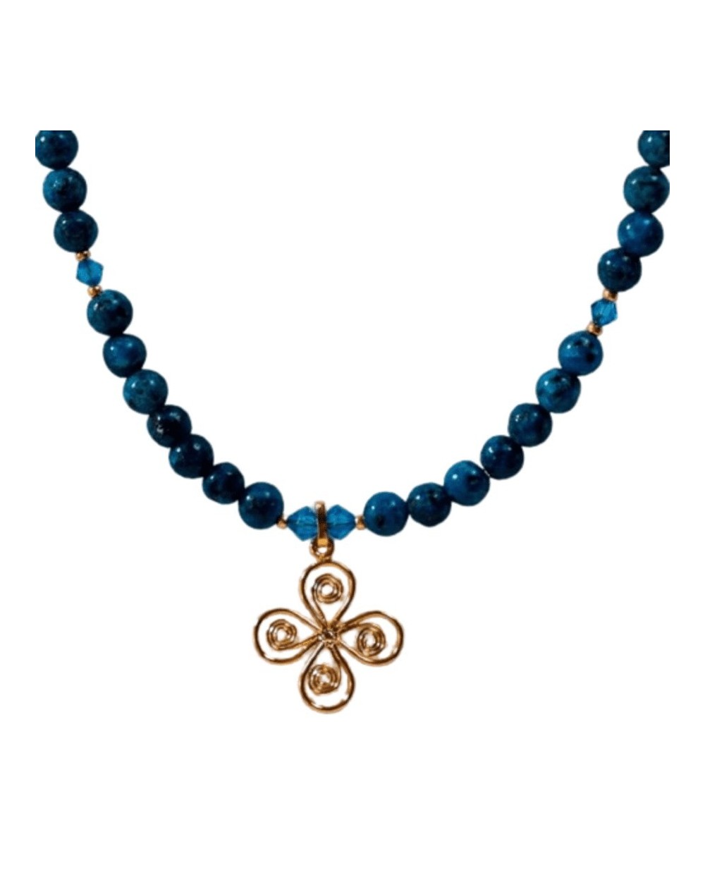 Gargantilla flor infinito phonix azul y cristal swarovski