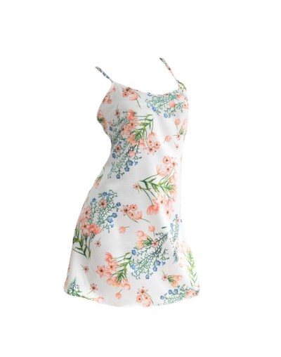 Pijama bata de tiras en satín estampado