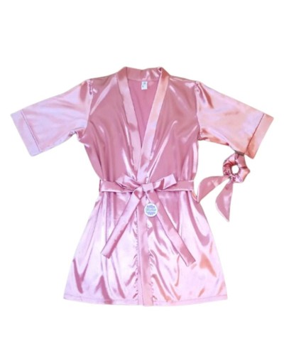 Set en satín de pijama, levantadora y scrunchies