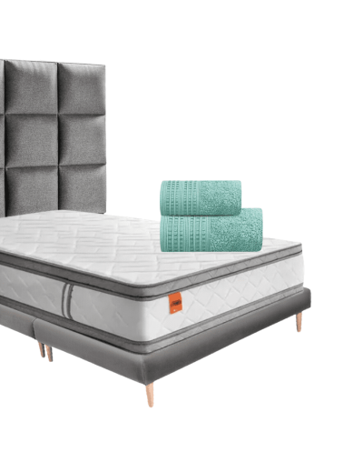 Combo base cama, cabecero y colchón power platinium pedic doble