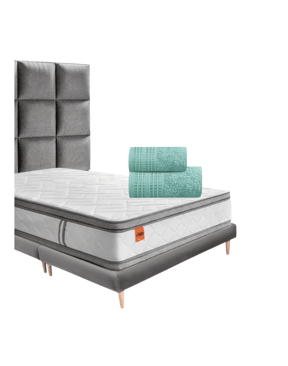 Combo base cama, cabecero y colchón power platinium pedic doble