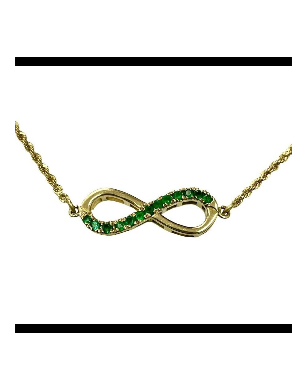 Gargantilla amor infinito oro amarillo 18k esmeralda natural colombiana