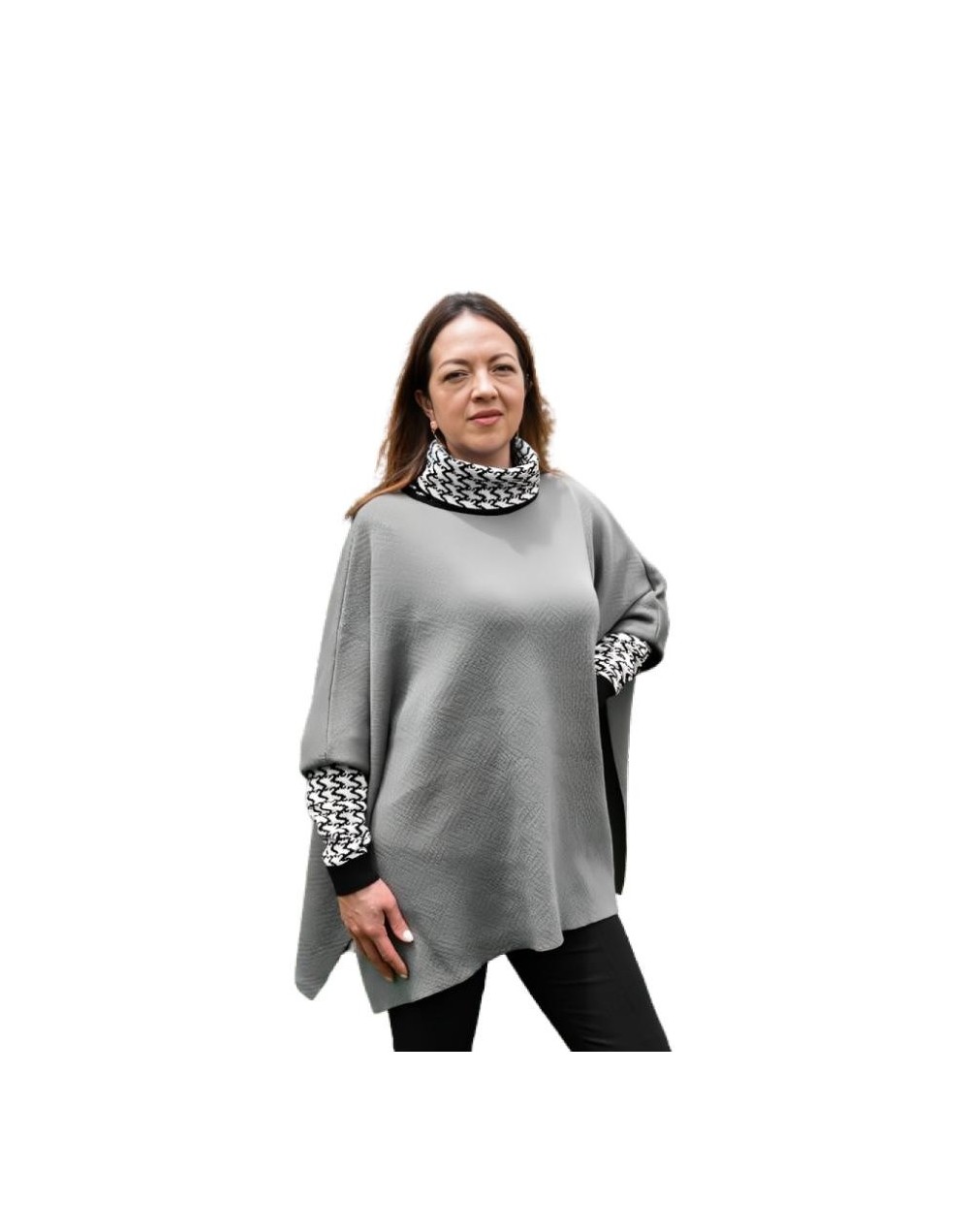 Ruana tejida en jacquard