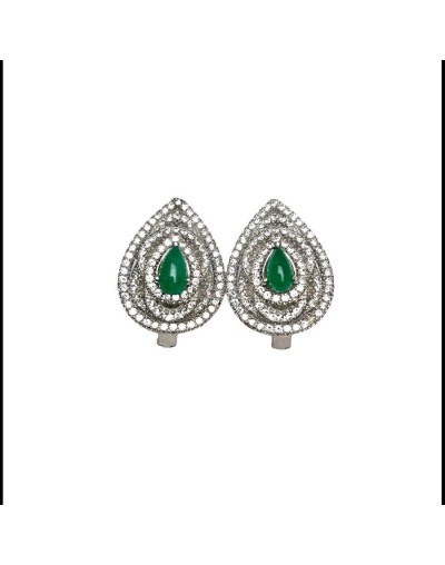 Aretes plata de ley 925 con baño de rodio 1.84 ct esmeraldas colombianas naturales