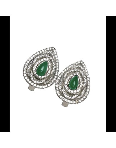 Aretes plata de ley 925 con baño de rodio 1.84 ct esmeraldas colombianas naturales