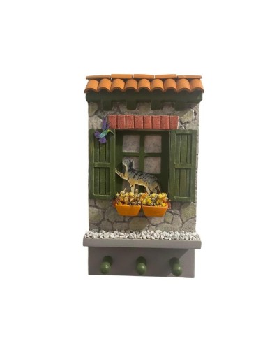 Fachada para colgar llaves con gato