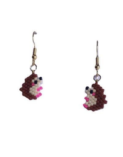 Aretes en miyuki diseño puerco espin
