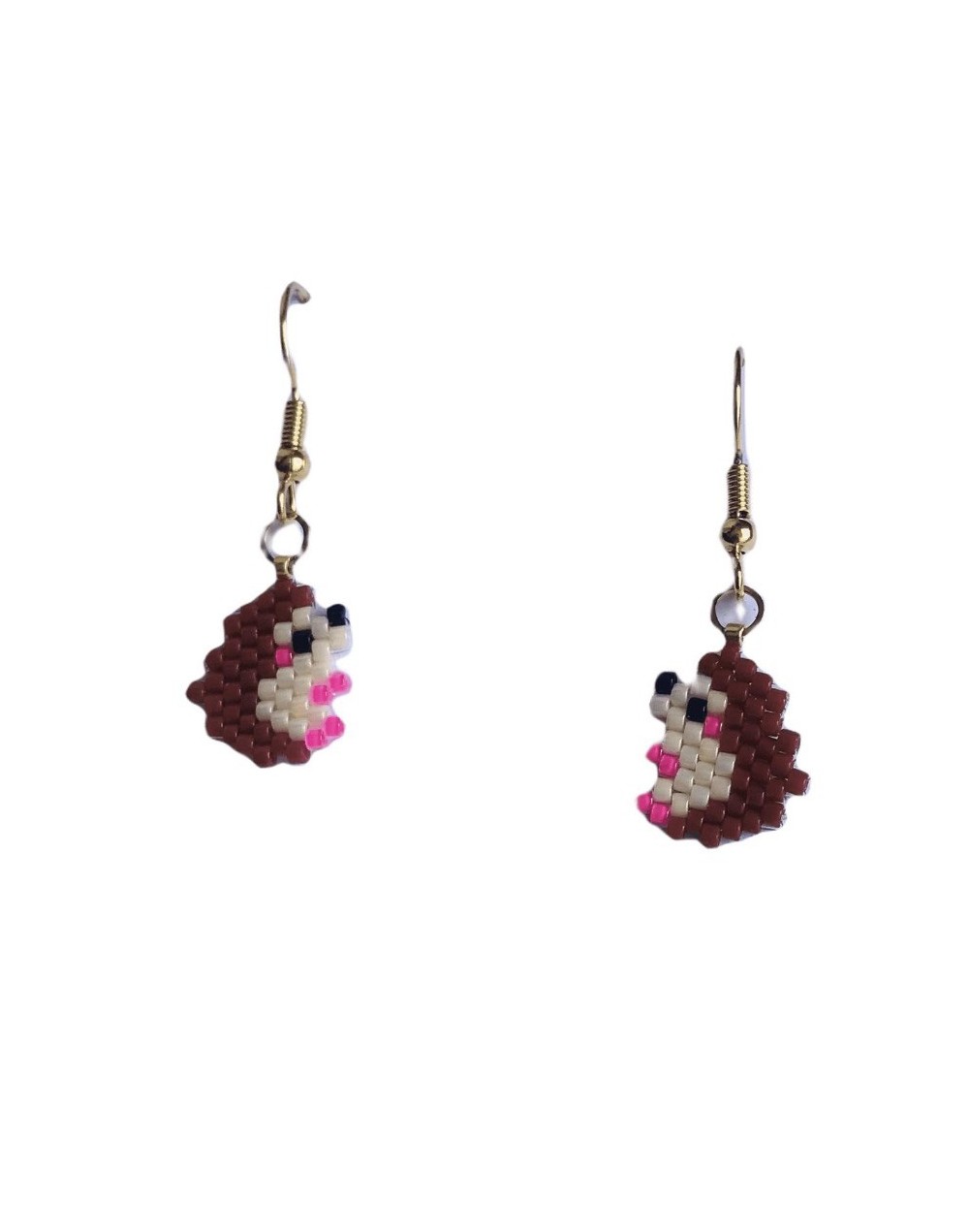Aretes en miyuki diseño puerco espin