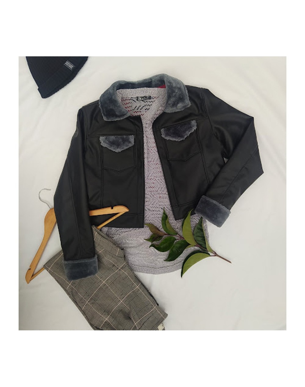 Chaqueta frenesi negra con gris