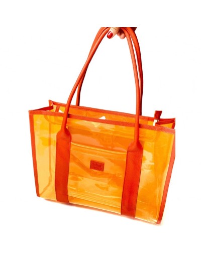 Transparent totebag tangerine
