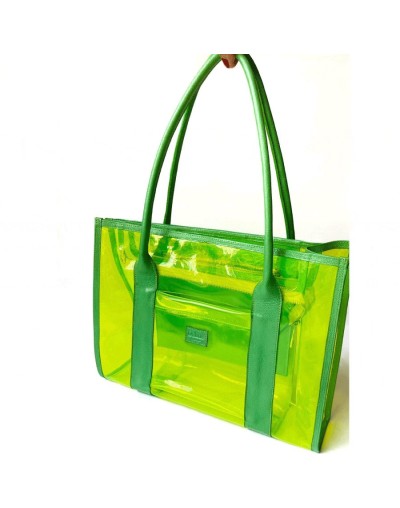 Transparent totebag pistacho