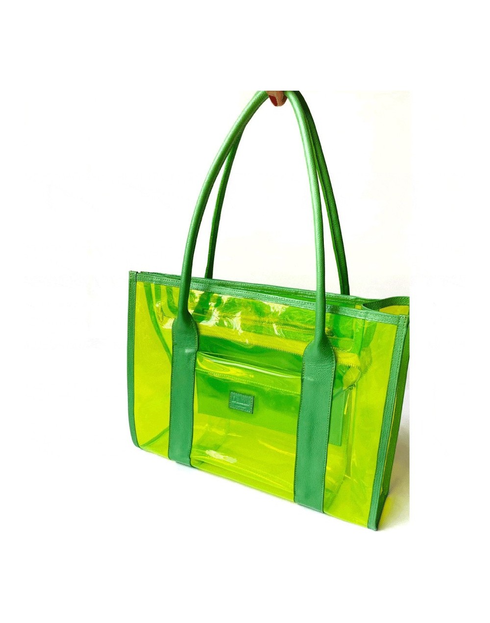 Transparent totebag pistacho