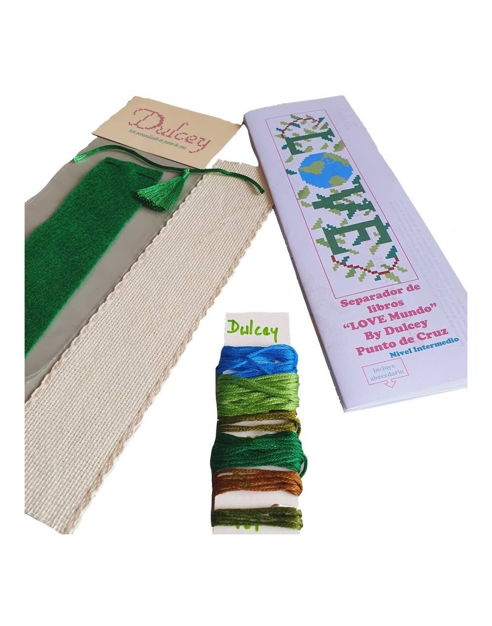 kit Separador de Libros - LOVE Mundo - Punto de cruz 
