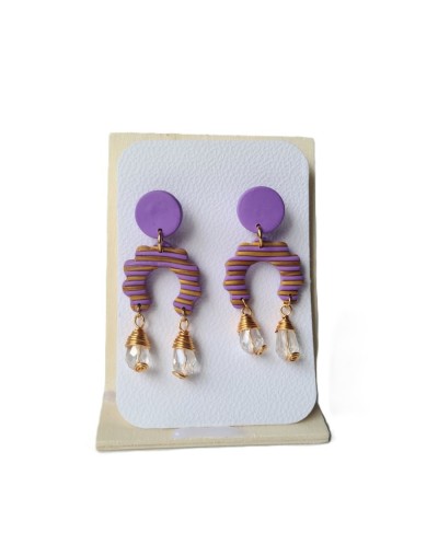 Aretes arcilla polimérica morados