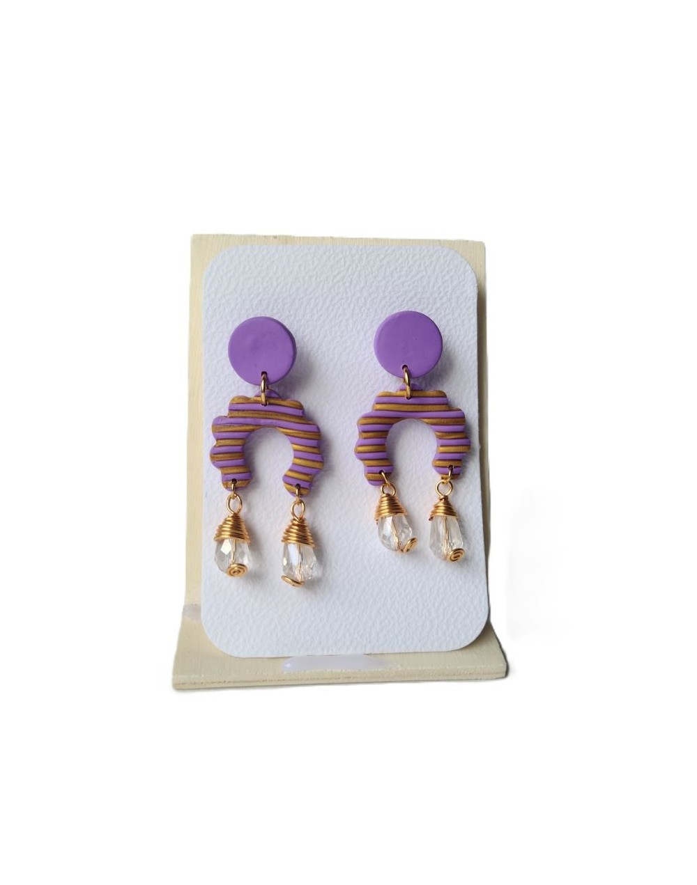 Aretes arcilla polimérica morados