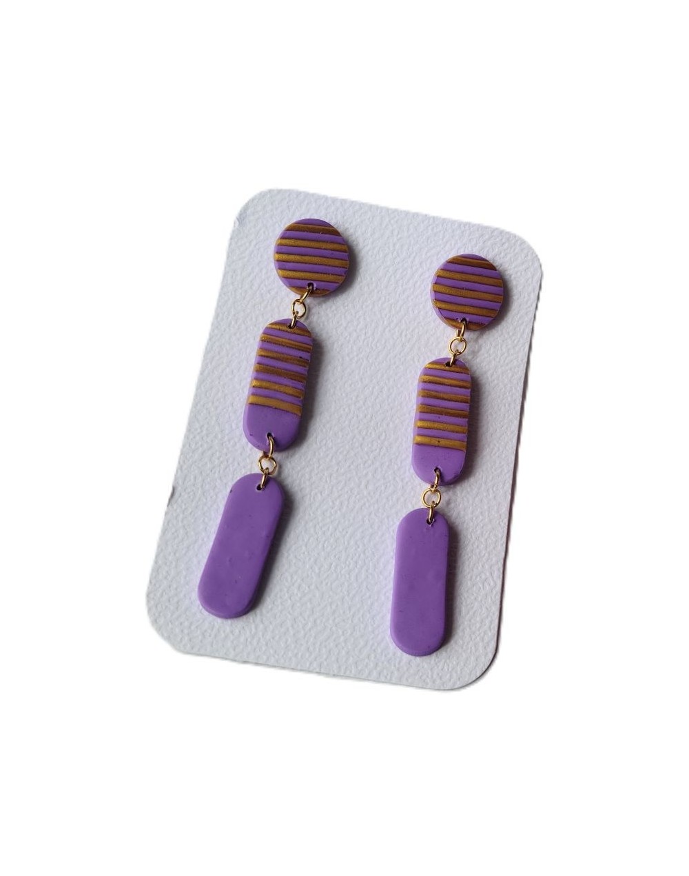 Aretes arcilla polimérica morados