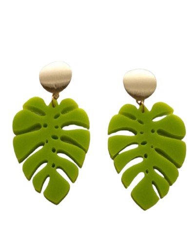Aretes hojas verdes - maxi aretes en acrílico recuperado