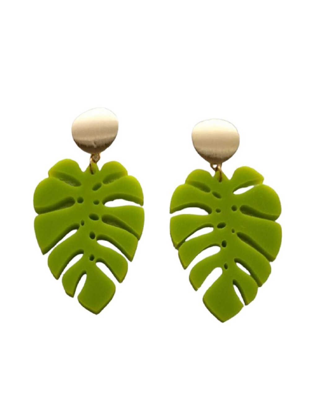 Aretes hojas verdes - maxi aretes en acrílico recuperado