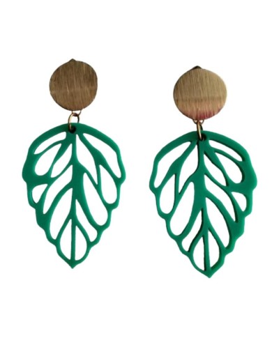 Aretes hojas verdes- maxi aretes en acrílico recuperado