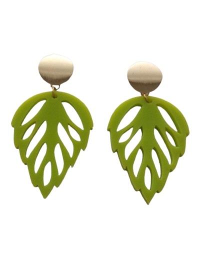 Aretes hojas verdes - maxi aretes en acrílico recuperado